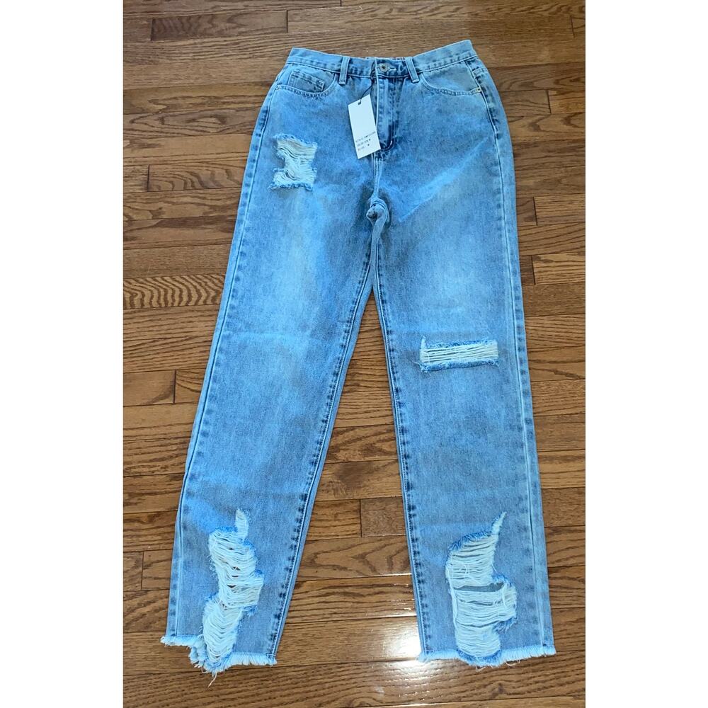 Dance & Marvel Distressed Fringe Raw Edge Jeans Womens Med